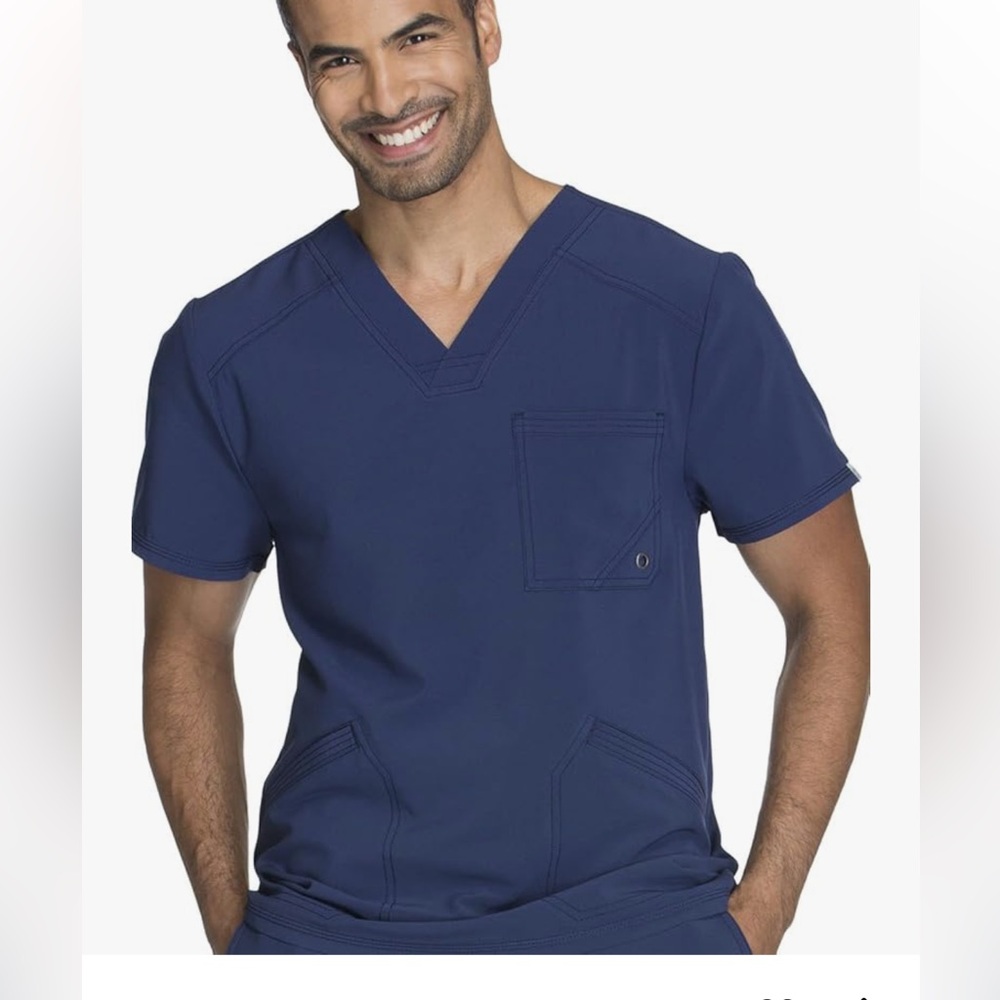 Infinity Cherokee V- Neck Men's Scrub Top with Rib Knit Back Panels with 3